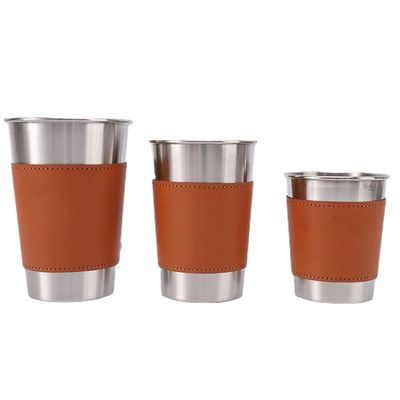 170ML 330ML 500ML стальной кружки для пива портативный стакан для кемпинга с кожаным чехлом