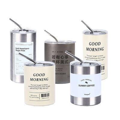 Современный дизайн Нержавеющая сталь тонкий Tumbler 320ML/600ML с крышкой и соломой