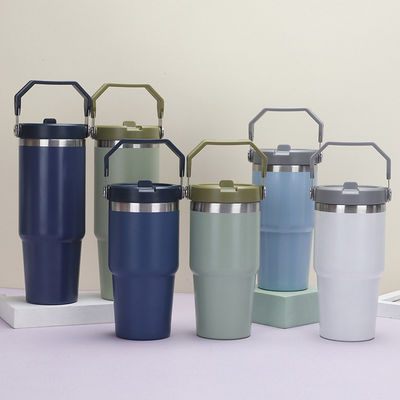 Настроенный цветный логотип 20oz 30oz двойная стена сублимация изолированные портативные тумблеры путешествия автомобиль кофе кружка с ручкой
