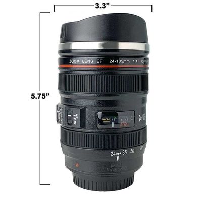 Путешественники Фотографы Tumbler Камера Объектив Кофейная кружка с изолированным дизайном и перемешиванием